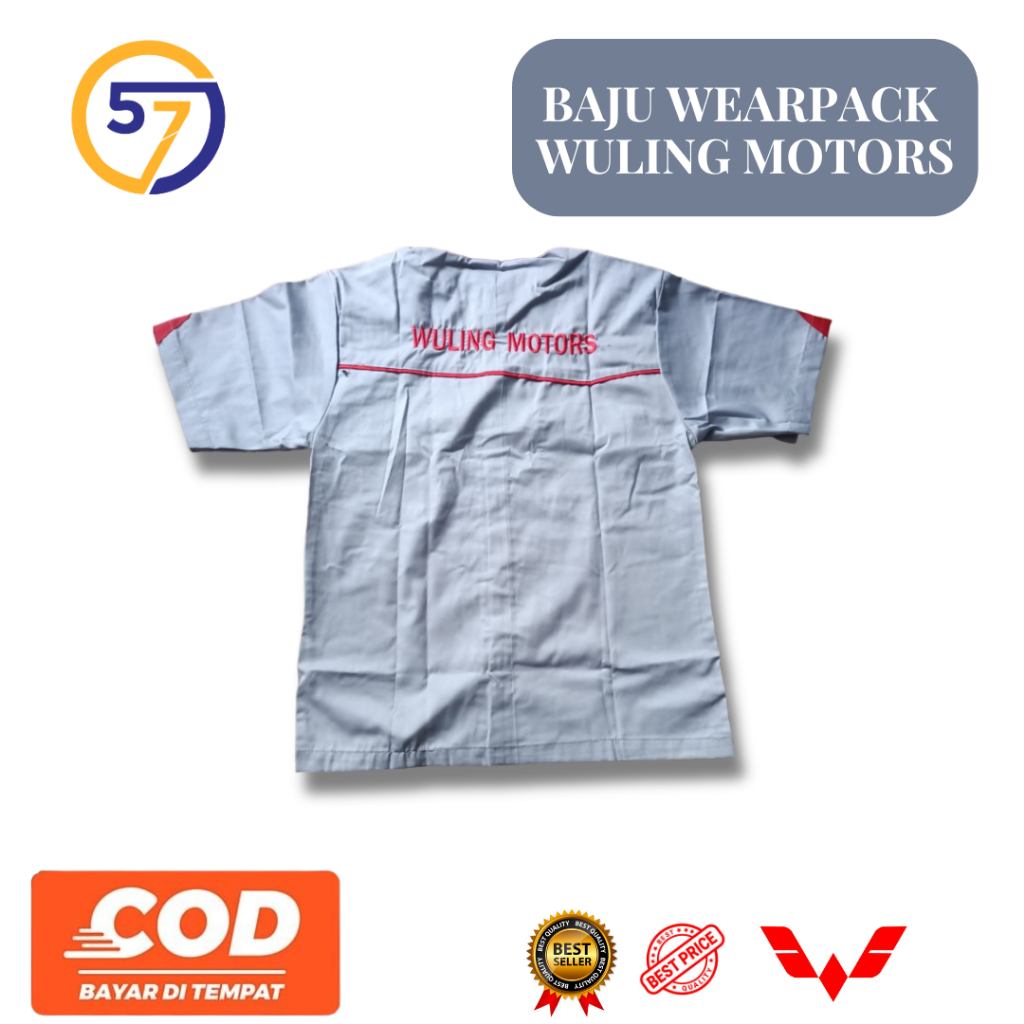 Baju Wuling Motors | Baju Mekanik Wuling | Baju Abu Wuling | Kemeja Abu Wuling | Baju Mekanik Wuling