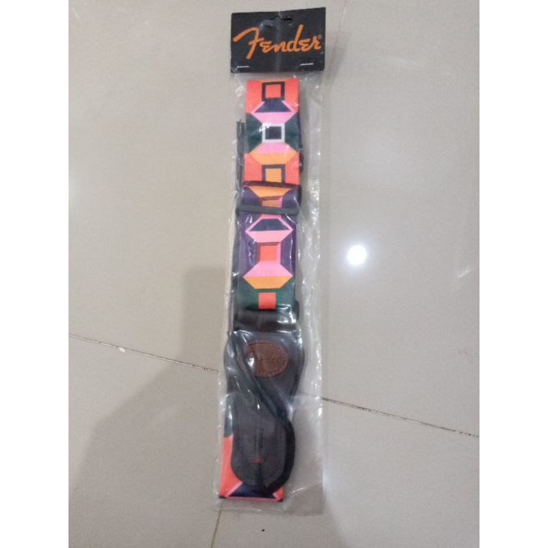 Strap Gitar Police line slash bendera inggris catur mozaik  pink panda starb cowboy Fender prodinne 