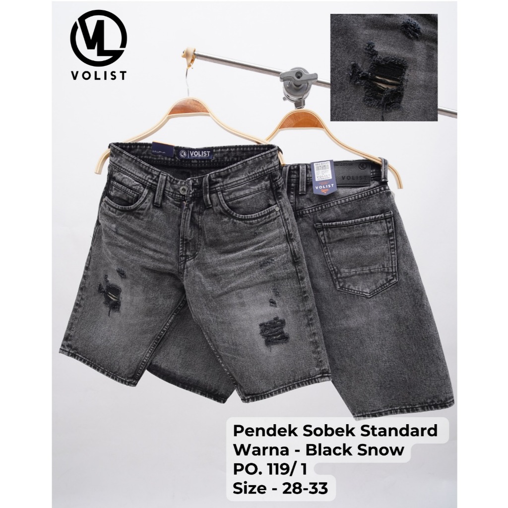 Celana jeans pendek pria sobek distro volist denim