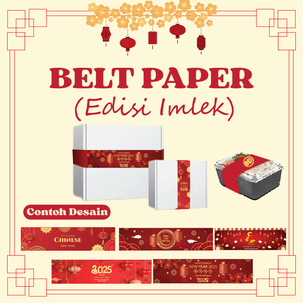 

Paper Belt Imlek Kertas Custom Hamper / Label Segel Bahan Art Paper