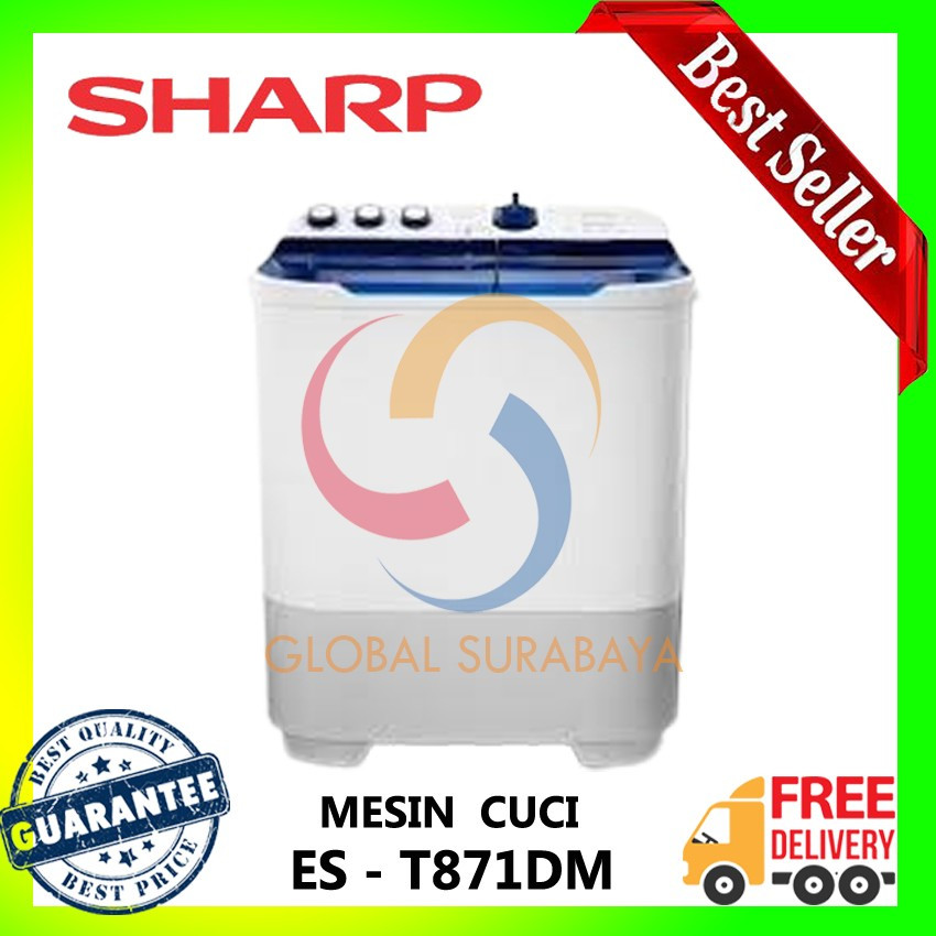 SHARP | ES-T871DM-BL/PK Mesin Cuci 85kg Dolphinwave Series
