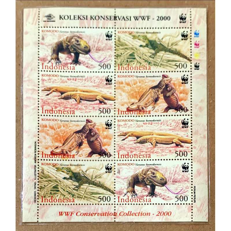 

PRANGKO INDONESIA 2000 MS KOMODO , WWF. MNH .