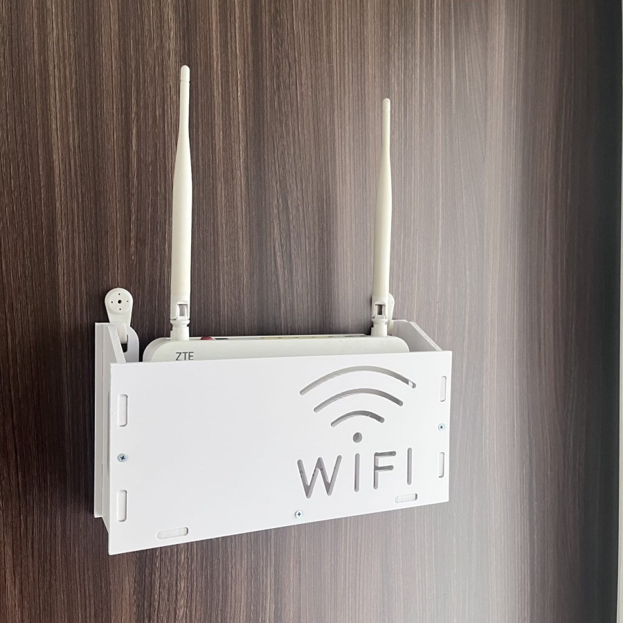 Rak Gantung Modem / Tempat Wifi Tempel Dinding / Kotak Router Gantung Tempel / Rak Gantungan Modem