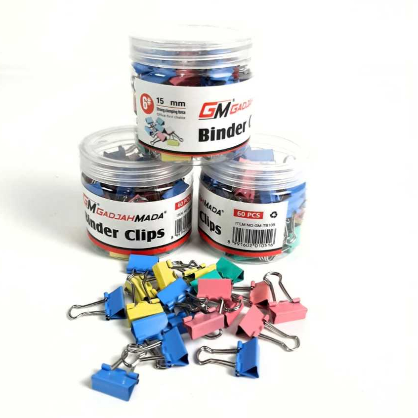 

Grosir (1 Tabuung/60 pcs) Binder Clip Penjepit 5 Warna 15mm GM-TB105 (kecil)