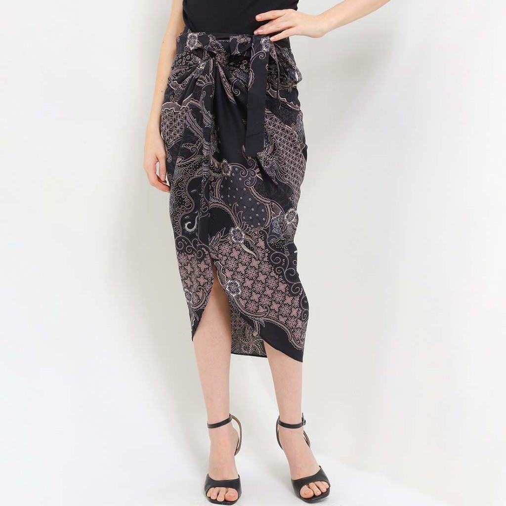 Rianty Batik Premium Wanita Rok Lilit Batik Hitam Coklat Marvin