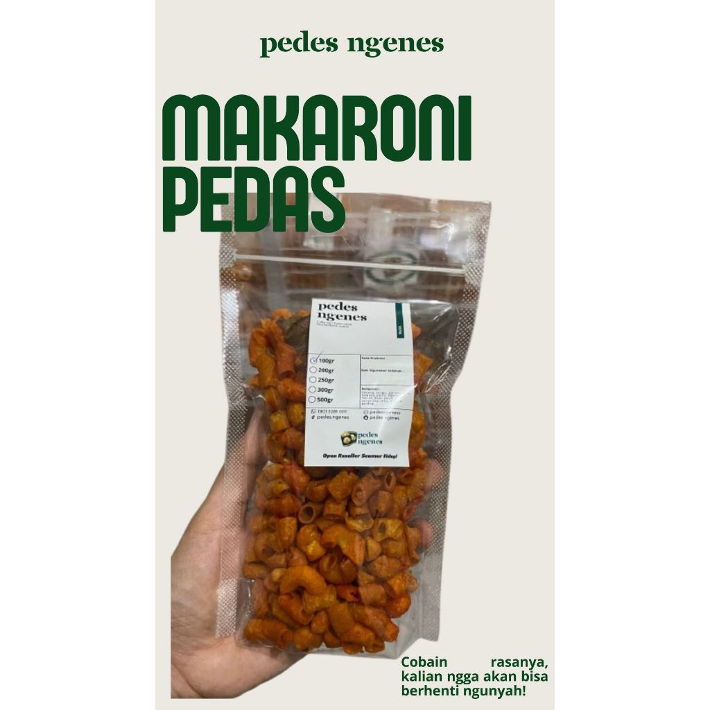 

(100gr) Makaroni Pedas|keripik pedas|camilan pedas|makanan pedas|camilan ringan|snack murah