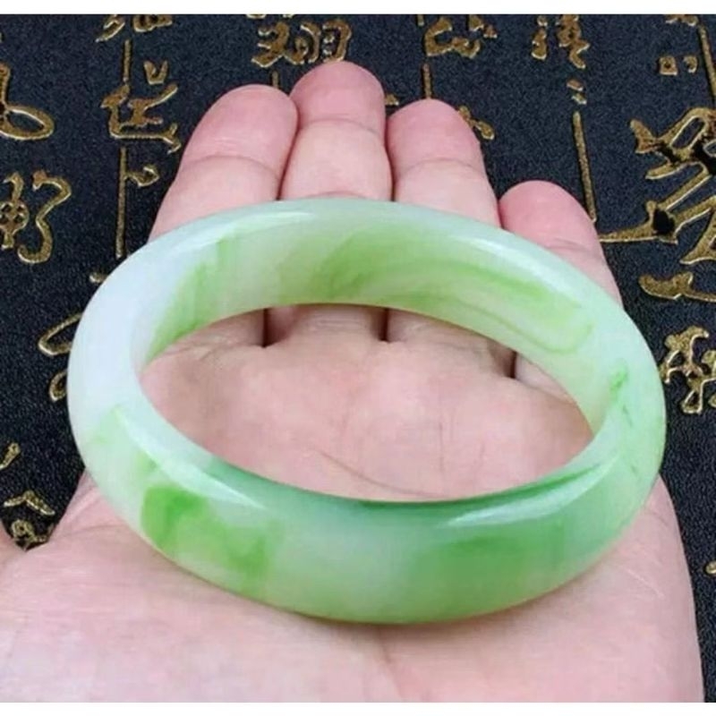 gelang giok hijau konbinasi asli china