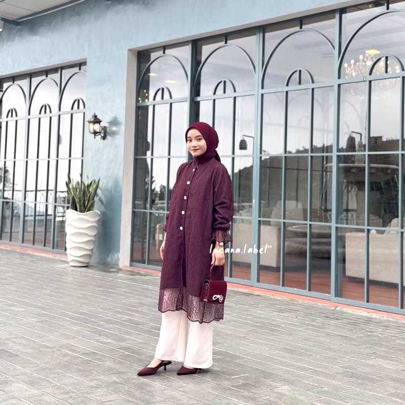 ALUNA LONG TUNIK BUSUI FRIENDLY TUNIK BROKAT-ATASAN WANITA