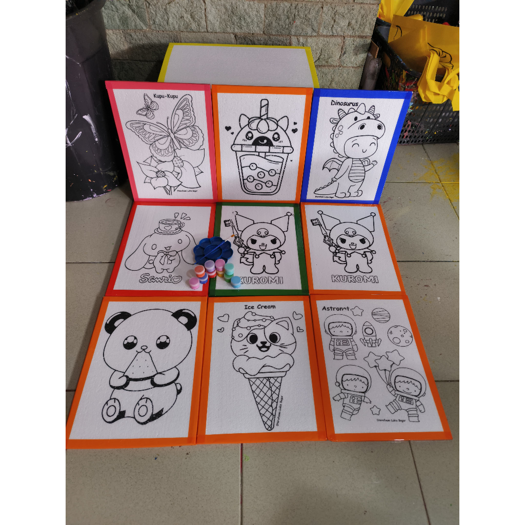 

paket lengkap terofoam lukis 30x40x1 mewarnai styrofoam termurah belajar mewarnai