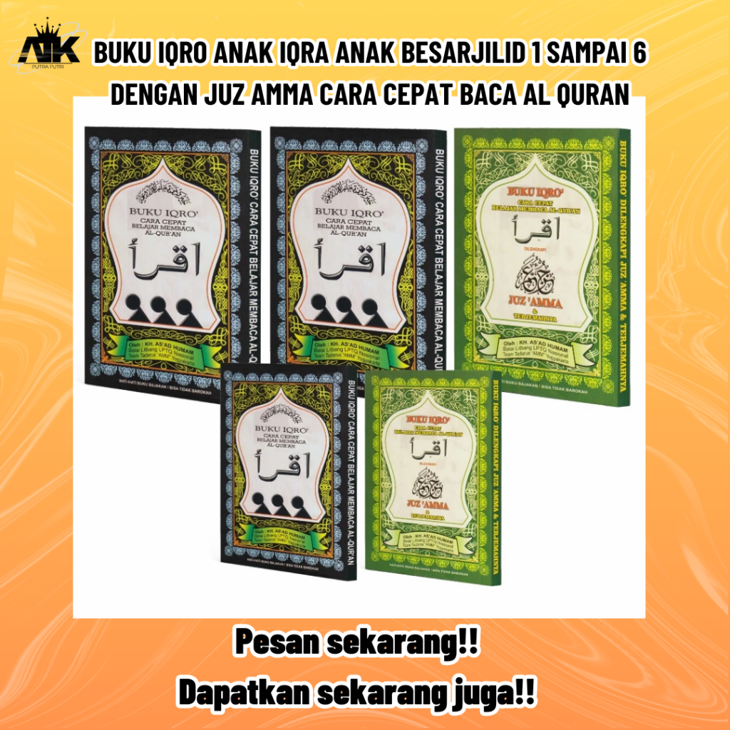 

BUKU IQRO ANAK IQRA ANAK BESARJILID 1 SAMPAI 6 DENGAN JUZ AMMA CARA CEPAT BACA AL QURAN