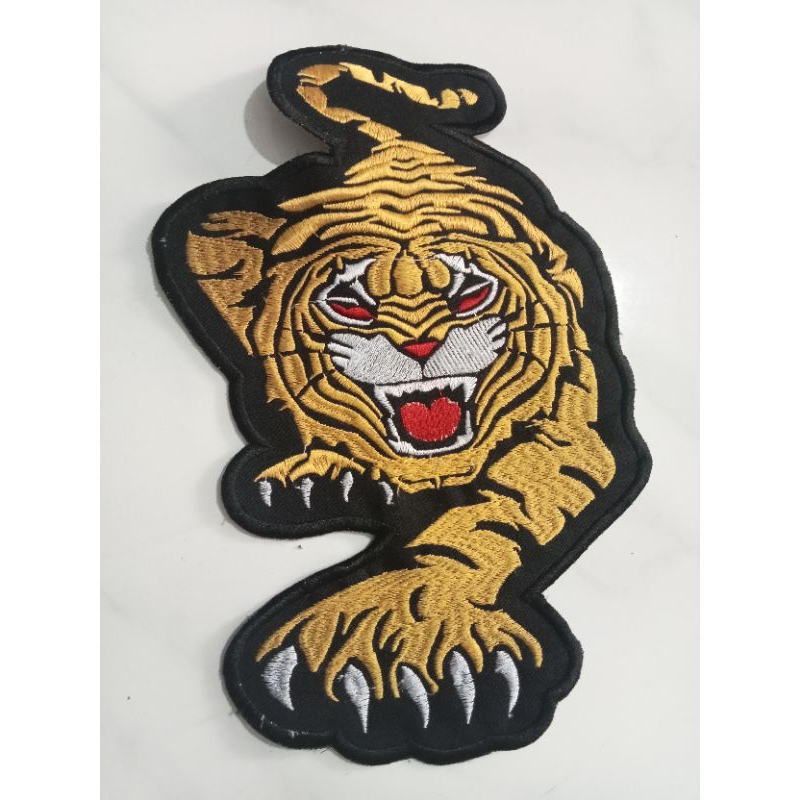 set patch dan backpatch bordir macan full tempelan punggung jaket