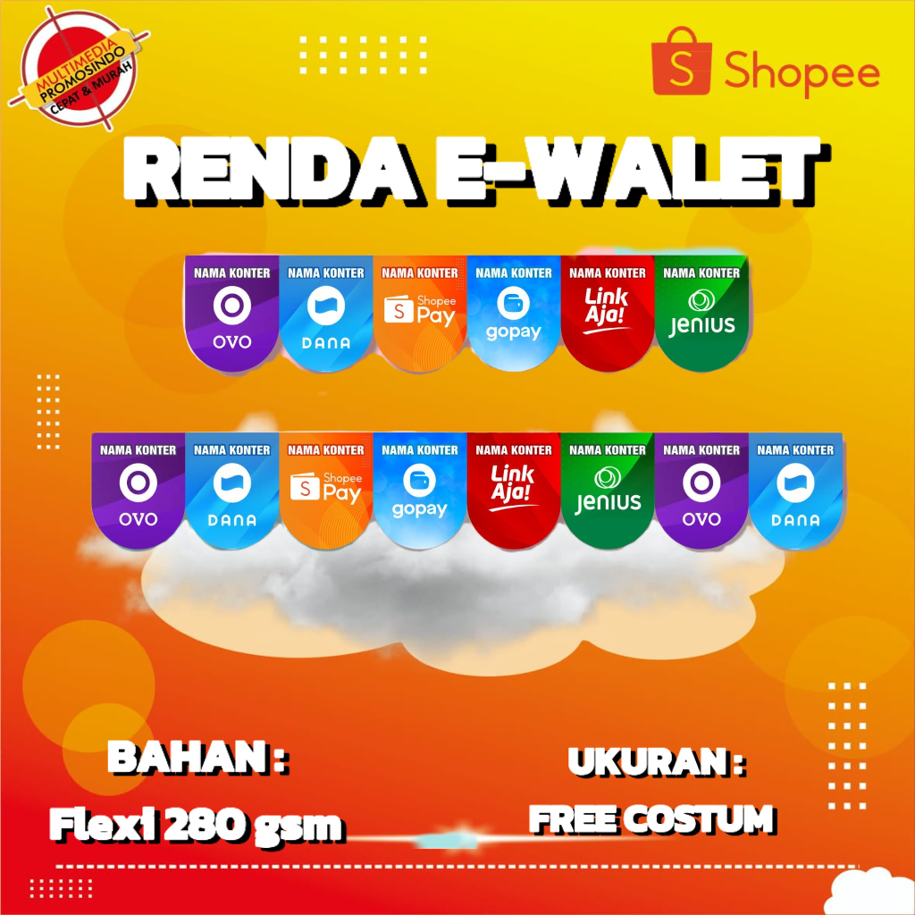 Banner Hiasan Konter / Renda Konter Bulat / Spanduk Konter / Flag Banner / Spanduk Konter