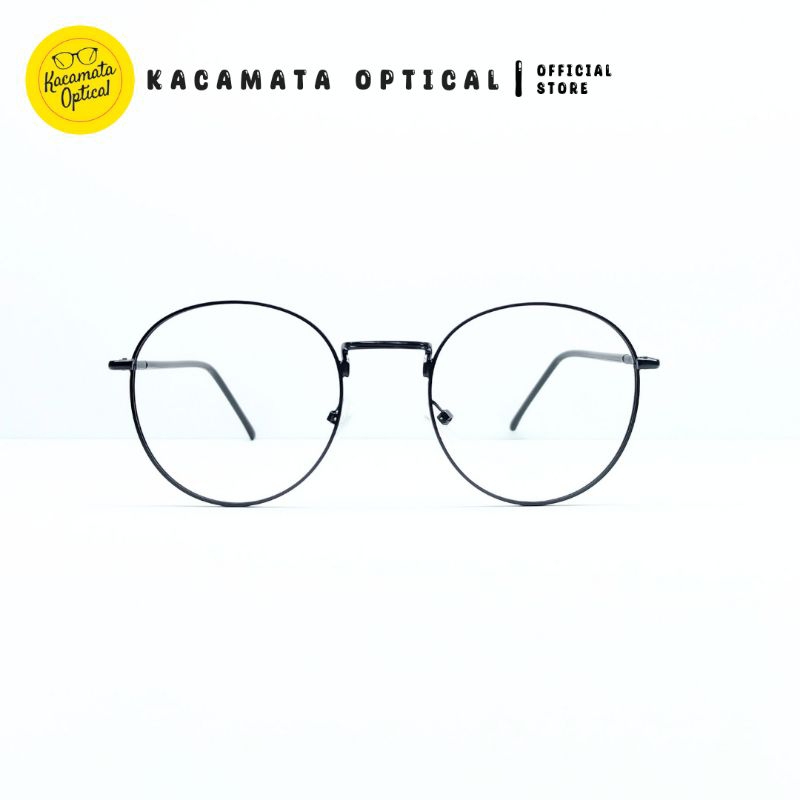 KACAMATA OPTICAL - Frame KMOTK175 Bulat Hitam Besi