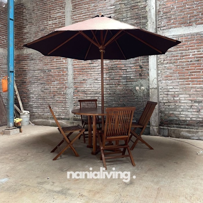 meja taman set meja payung jati meja outdoor minimalis