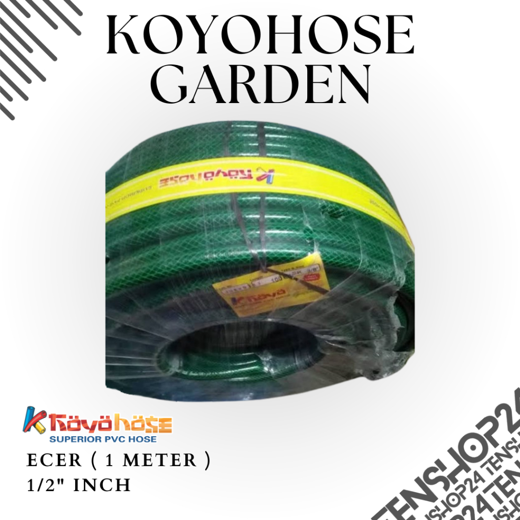 Selang Air Anti lumut Serat Benang Hijau 1/2" inch Merk KoyoHose Jual Eceran ( Permeter ) Lentur, Te