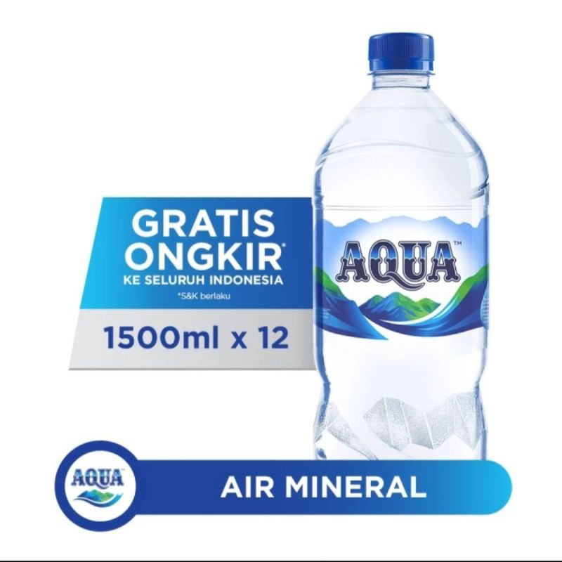 

AQUA Air Mineral 1500 ml x 12 Botol ( 1 dus / box ) / Water Minum putih 1500ml isi 12Botol Biji Murah 1dus 1box Minuman Botol Besar