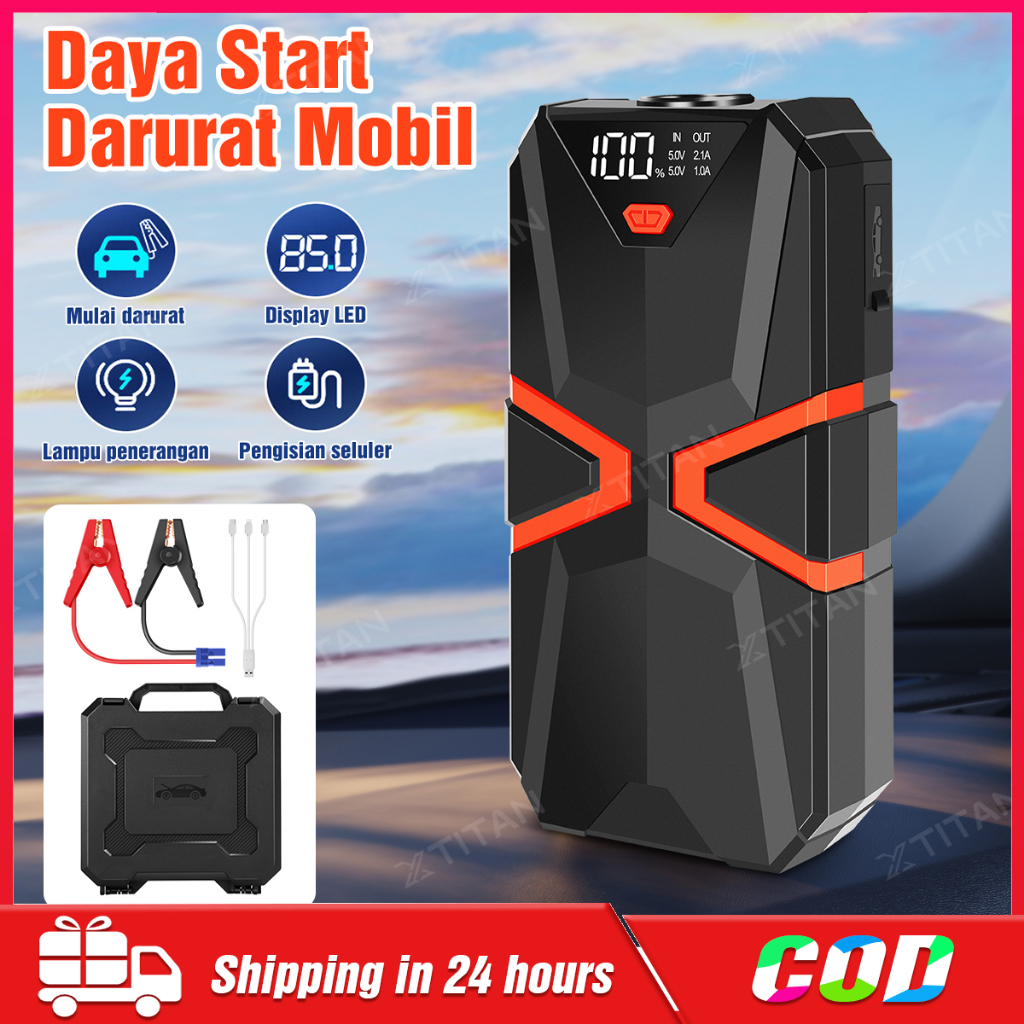 【COD + Dikirim Dalam 24 Jam】XTITAN 298000mAh Portable Jumper Aki Mobil Dan Pompa Ban Power Bank Kabe