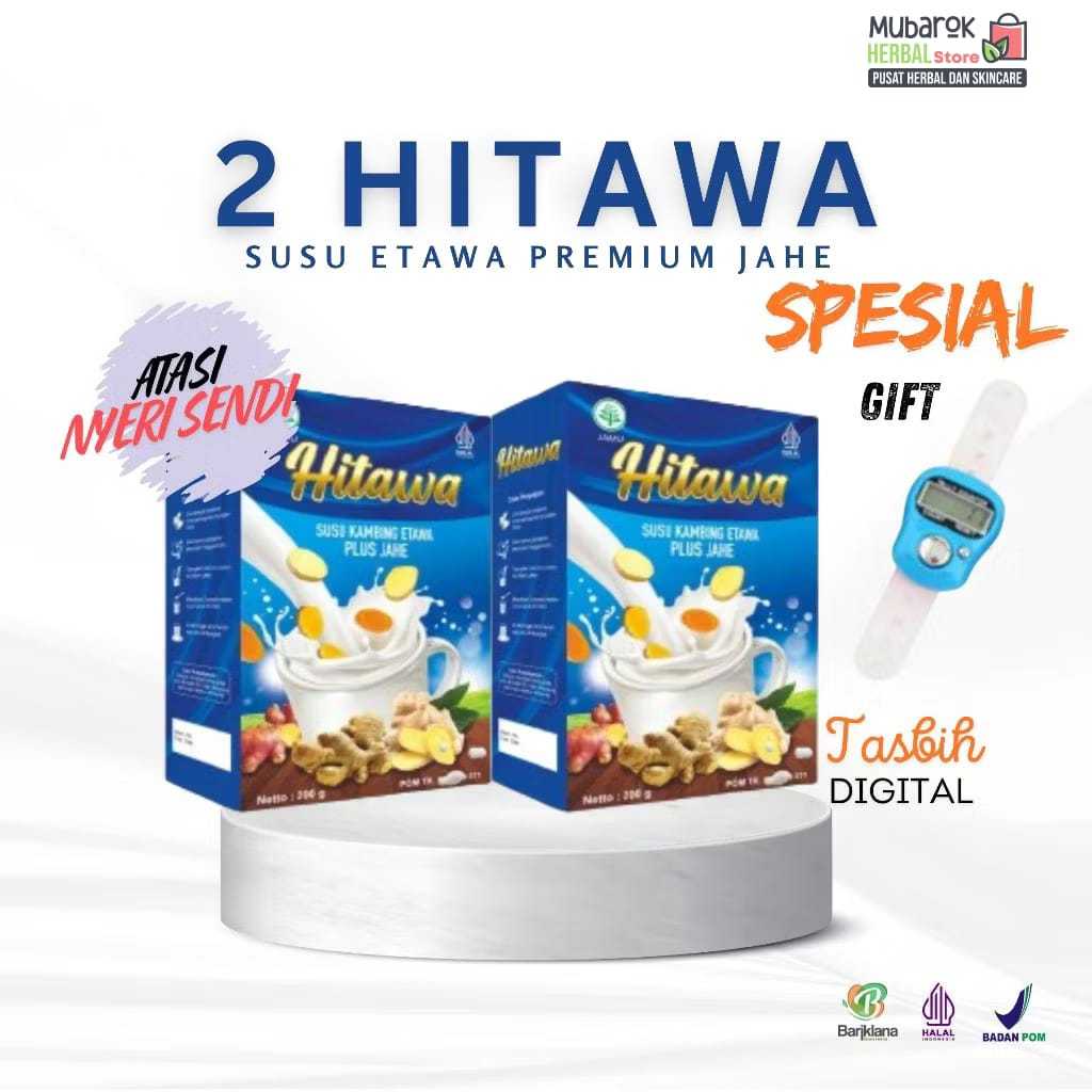 

HITAWA 2 box gratis tasbih digital Hitawa Susu kambing etawa herbal jahe merah atasi nyeri sendi