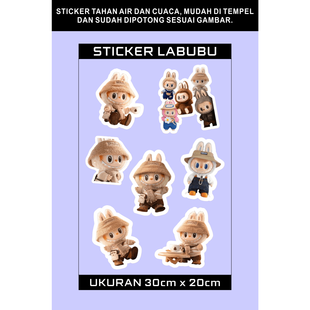 

Stiker Labubu Lucu Ukuran A4 isi Banyak