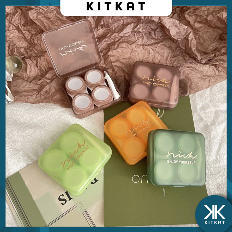 KKT 2IN1 Tempat Kontak Lensa Mini Softlens Case Bening + Jepitan + Tongkat Tempat Softlens Bening Ca