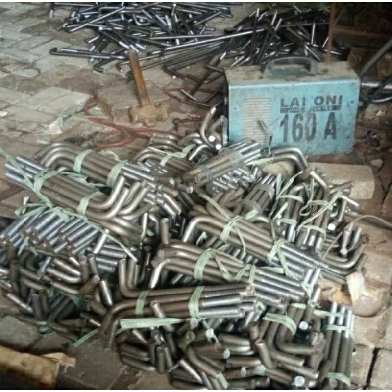 Baut Angkur besi beton 5/8×30 + mur + ring