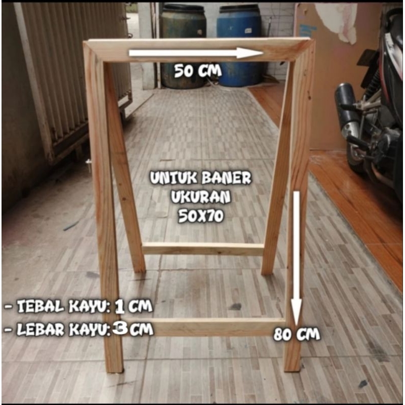 STANDING BANNER RANGKA SPANDUK LIPAT BERDIRI 2 SISI PERLENGKAPAN PROMOSI BAHAN KAYU TEBAL KOKOH ANTI