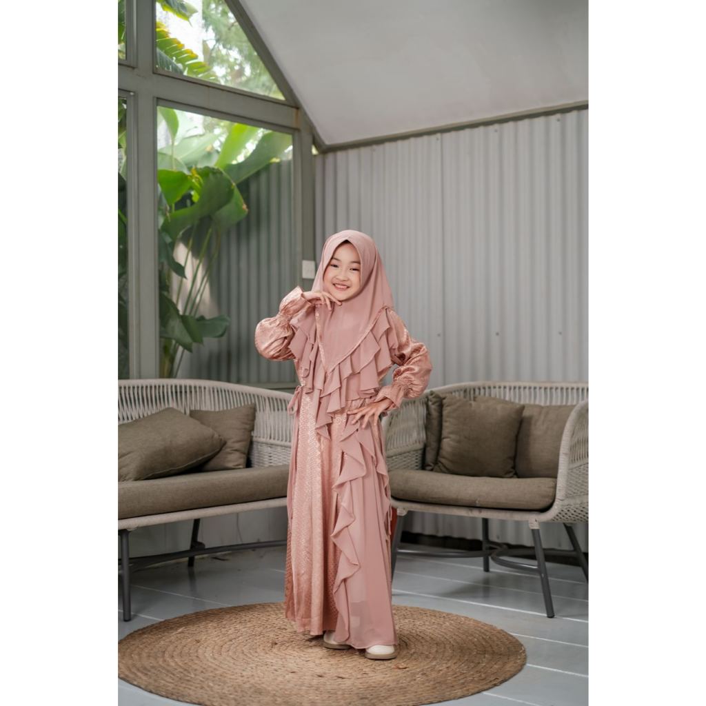 Shakila set |Gamis Anak|gamis set hijab anak Perempuan|Pakaian muslim anak