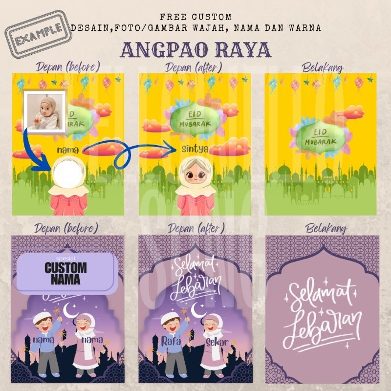 

Angpao Raya Custom[6pcs], Amplop lembaran custom, Angpao custom [6pcs], ampau custom nama, ampau custom karakter