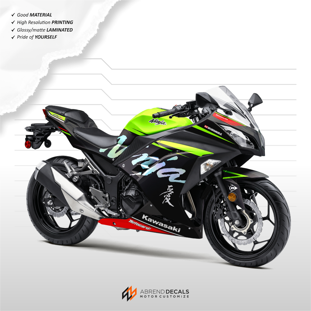 DECAL STRIPING NINJA 250 FI OLD GRAFIS KANJI 3 CUSTOM / STIKER NINJA 250 / STOCK DECAL / NINJA FI