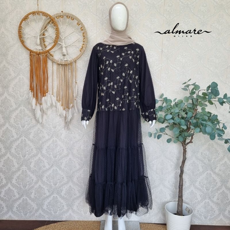 Gamis Tile Hitam (Tanpa Jilbab)