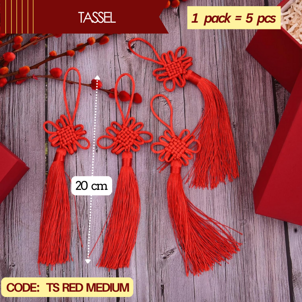 

Hiasan Tassel Rumbai Anyaman Merah / Tali Gantung Tasel Hampers (5 pcs)