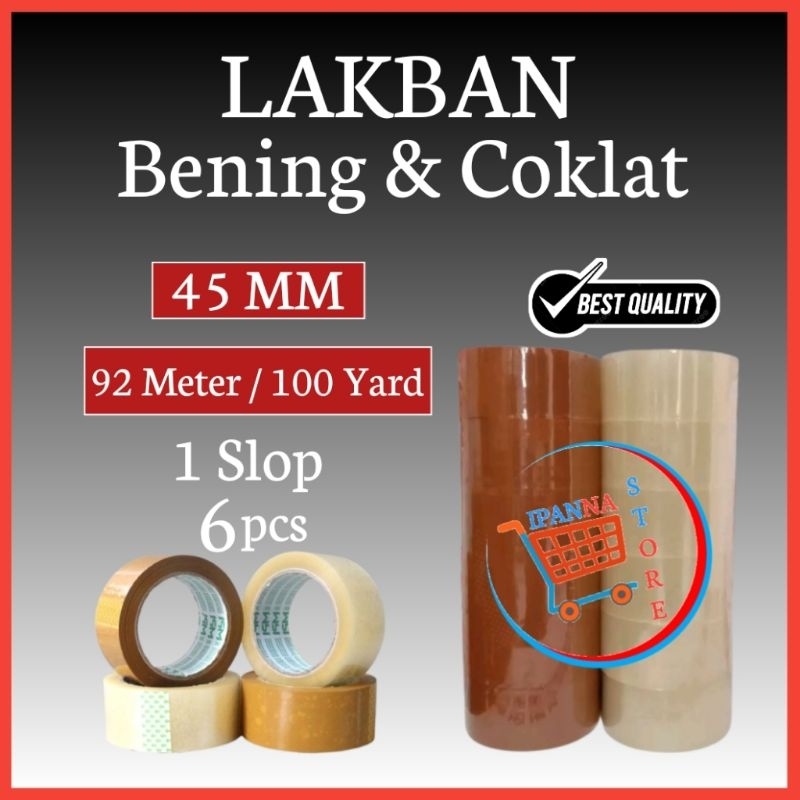 

( 1 SLOP ISI 6 PCS ) LAKBAN BENING - COKLAT 45 MM 100 YARD Master Pack Indonesia