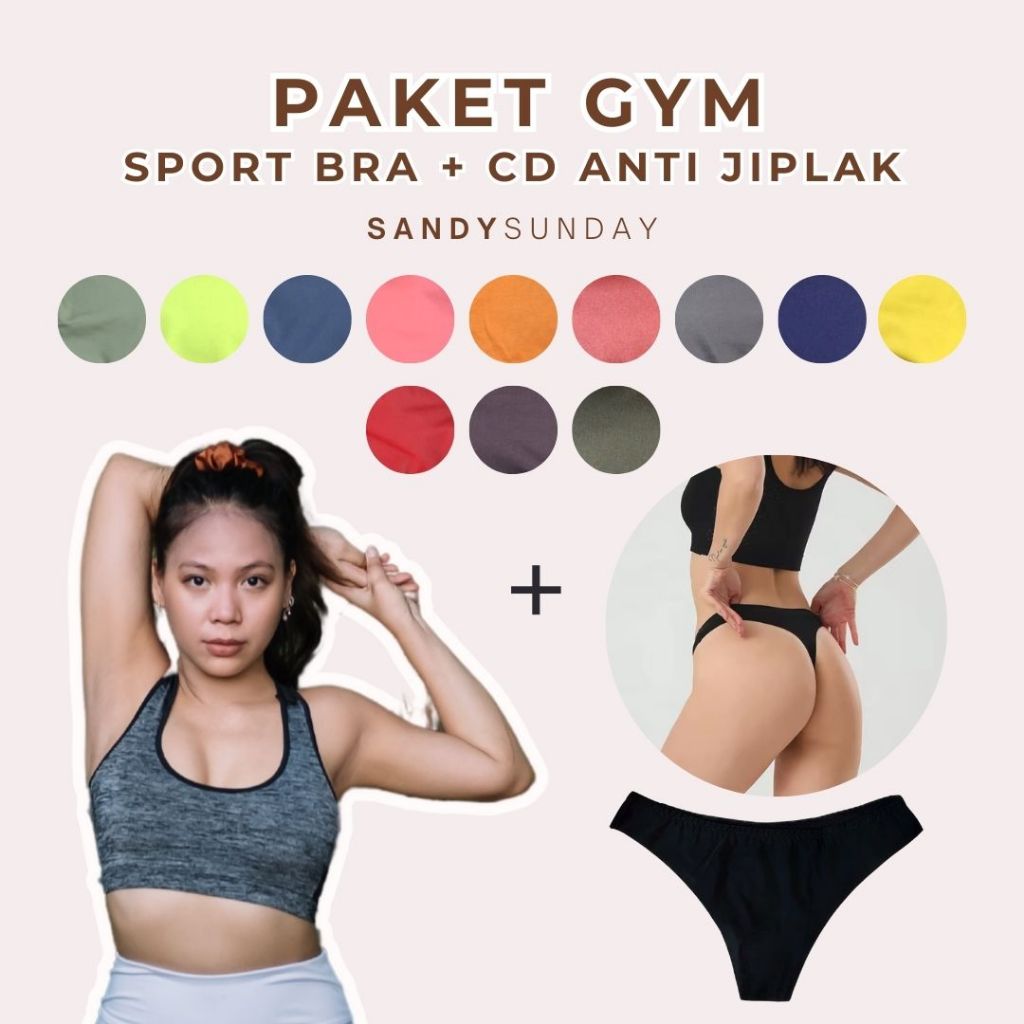 Sport Bra + cd Seamless | Paket setelan baju olahraga | Bra Sport + celana dalam seamless | celana d