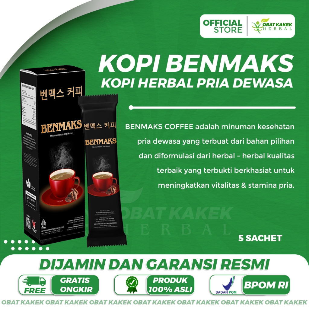 

KOPI STAMINA PRIA DEWASA TAHAN LAMA BPOM KOPI BENMAKS KOPI EXTRA GINGSENG DARI HERBAL ALAMI BENMAKS