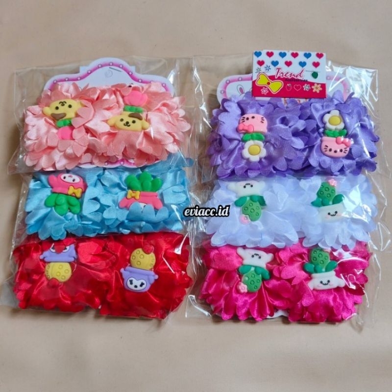 [SEPASANG] JEPIT RAMBUT ANAK MOTIF BUNGA / JEPIT RAMBUT HARNET JARING ANAK / JEPIT SANRIO