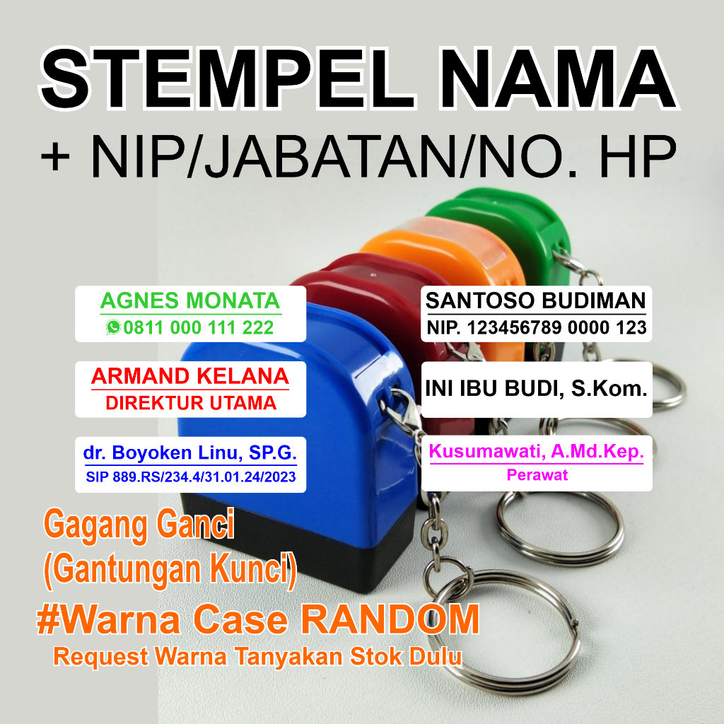 

Stempel Nama Dokter Bidan Perawat Apoteker HP WA Stampel Usaha Toko Lunas Konter Gantungan Kunci