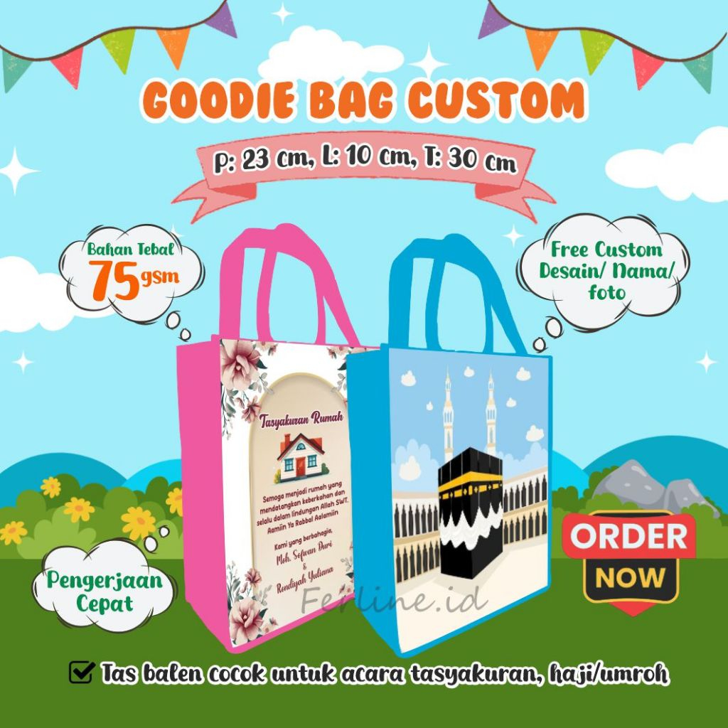 

Goodie Bag Custom/Goodie Bag Murah/Tas Balen/Khajatan/ Tas Custom/Tas Spundbound/Tas Ultah