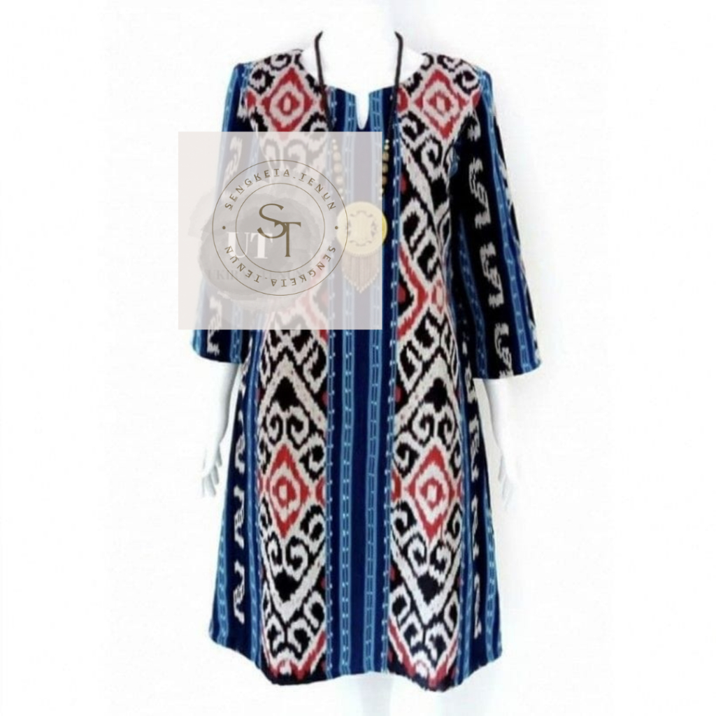 Baju Tenun Wanita Etnik Atasan Tenu Casual Tunik Blouse Dress Tenun