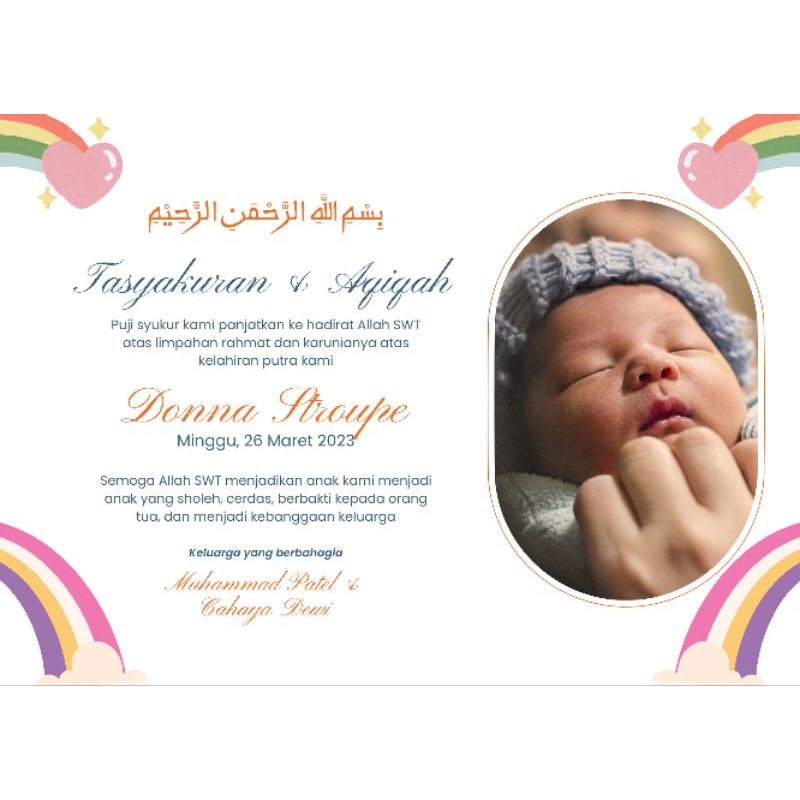 KARTU UCAPAN TASYAKURAN AQIQAH // TASYAKURAN KELAHIRAN // UCAPAN SOUVENIR 6 X 9 CM