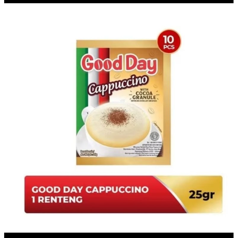 

Good Day Cappuccino dengan Granule Cocoa 1 renceng