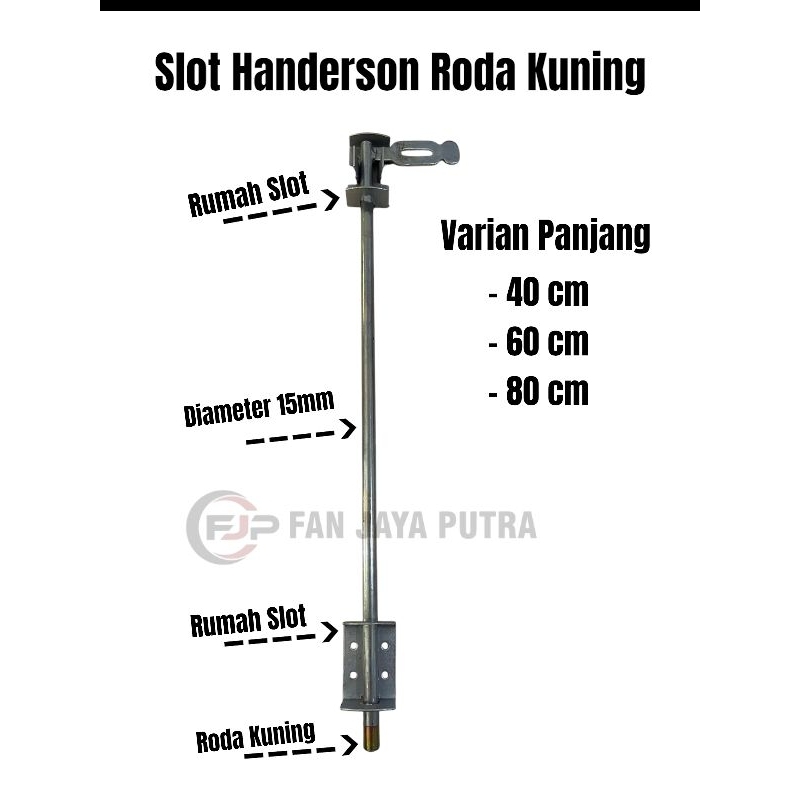 Grendel Slot Handerson Roda Kuning Atas Bawah | Slot Pintu Handerson Pintu Lipat Pintu Garasi