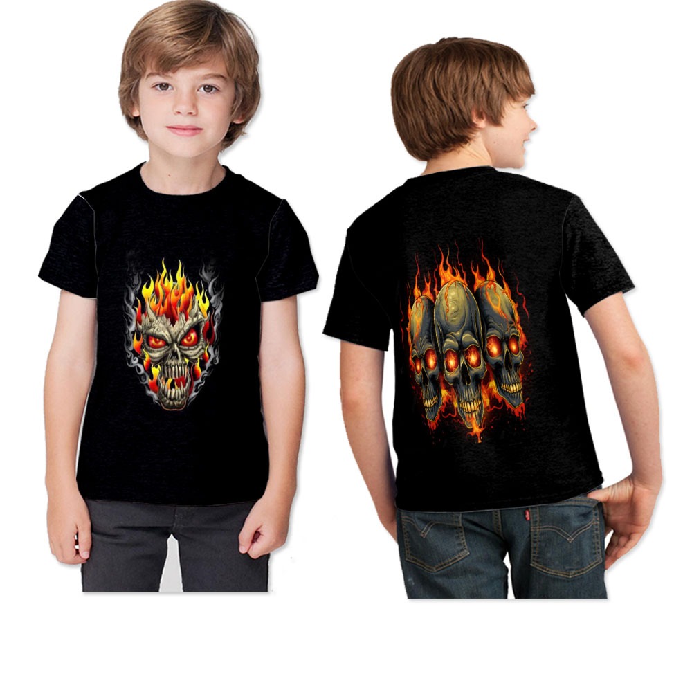 Baju TENGKORAK Baju Kaos Anak TENGKORAK SEREM