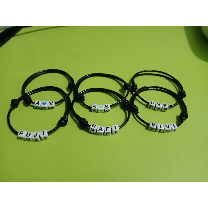 gelang tali korea custom huruf gelang abjad