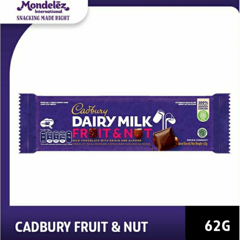 

Cadbury Coklat Fruit & Nut 62 g