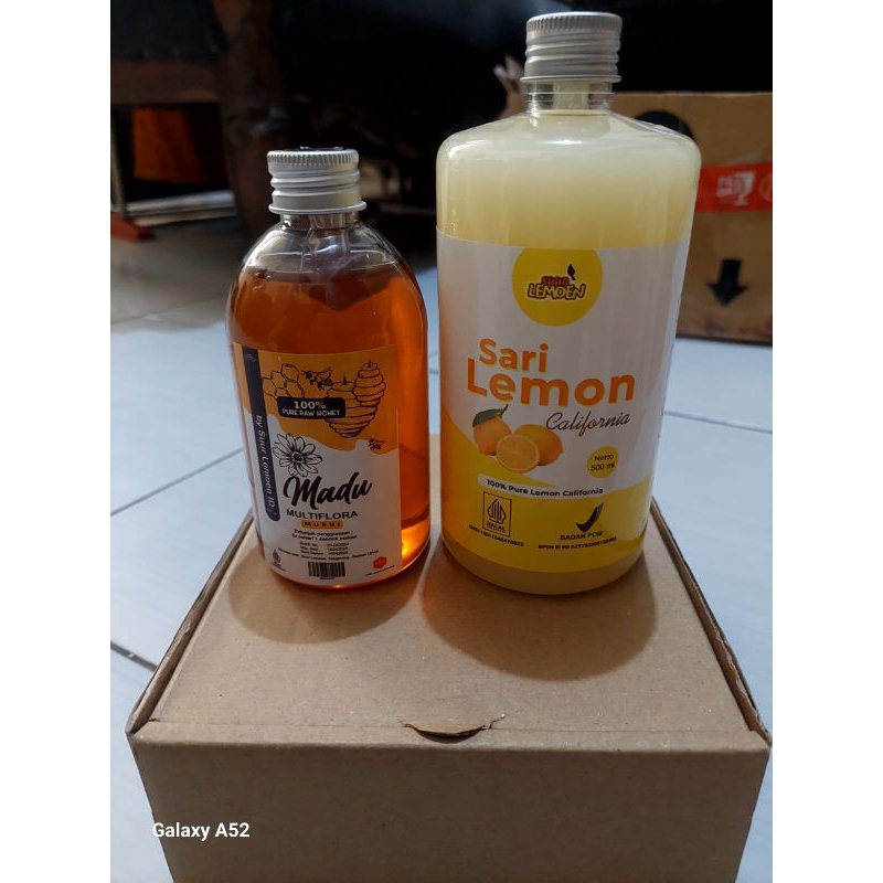 

PAKET HEMAT SARI LEMON MURNI CALIFORNIA || SARI LEMON 500 ML || PLUS MADU MURNI MULTIFLORA 350 ML || BY SUUR LEMOEN ID