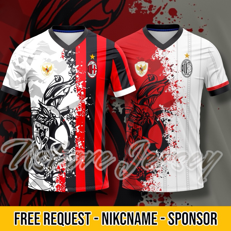Jersey Kombinasi Milan x Indonesia  2025 Terbaru Free Request Nickname