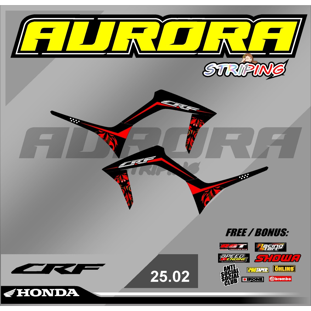(COD) TERBARU STICKER STRIPING CRF 150 L CRF MERAH PUTIH HITAM STRIPING CRF API CRF 150 ORIGINAL FUL