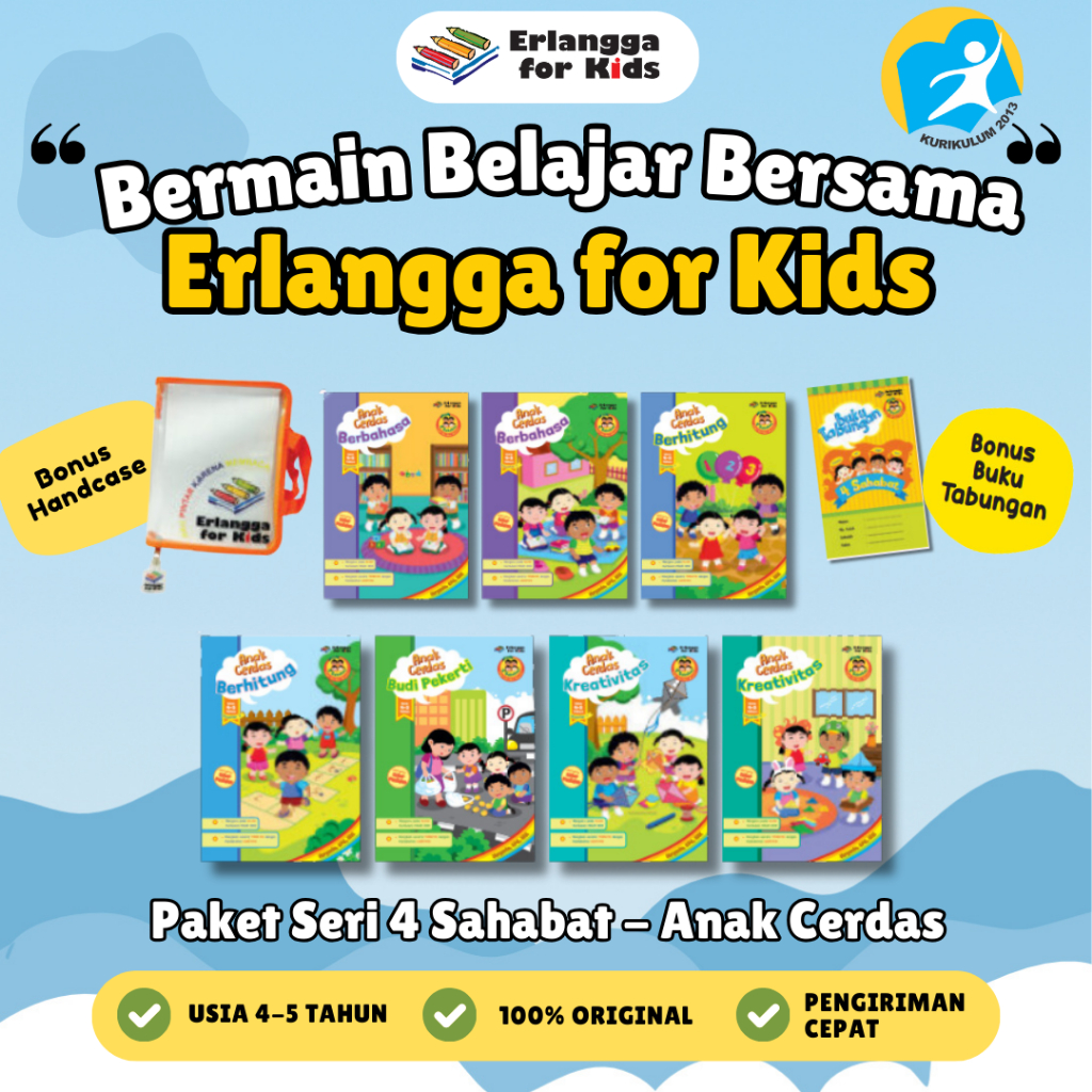 [Erlangga] Buku Paket Paud: Seri 4 Sahabat Anak Cerdas 4 5 Tahun - Erlangga For Kids