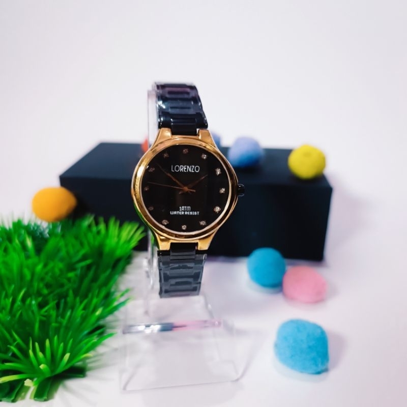 Jam Tangan Wanita Lorenzo Analog Tali Stainless Steel