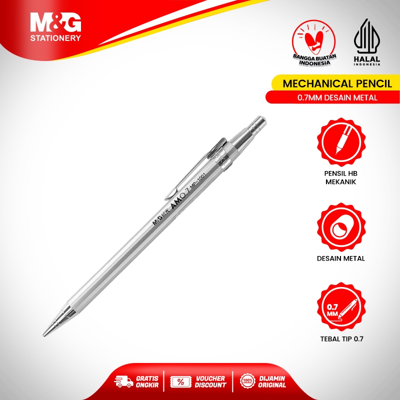

M&G Pensil Mekanik Metal Premium Desain Elegan, Tahan Lama, Ideal, Nyaman untuk Menulis & Menggambar Pencil Mechanic HB 0.7 mm